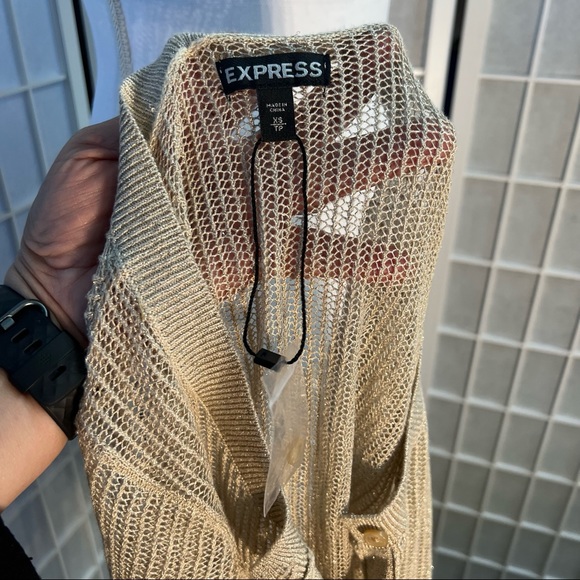 Express Cardigan Size EXTRA SMALL Gold Shimmer - Picture 6 of 6